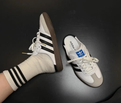 Samba Mule Woven Crew White