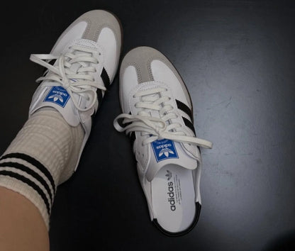 Samba Mule Woven Crew White