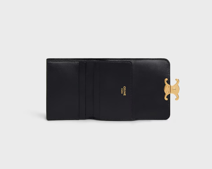 Compact Wallet with Coin Triomphe in Shiny Calfskin