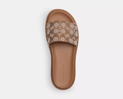 Brynn Slide Sandal In Crystal Signature Jacquard