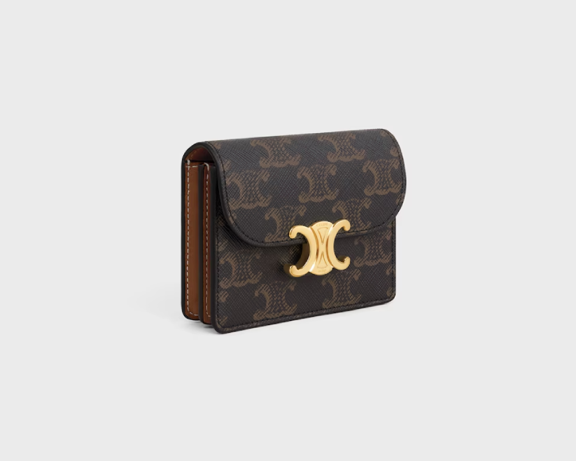 Business Card Holder Triomphe in Triomphe Canvas and Lambskin